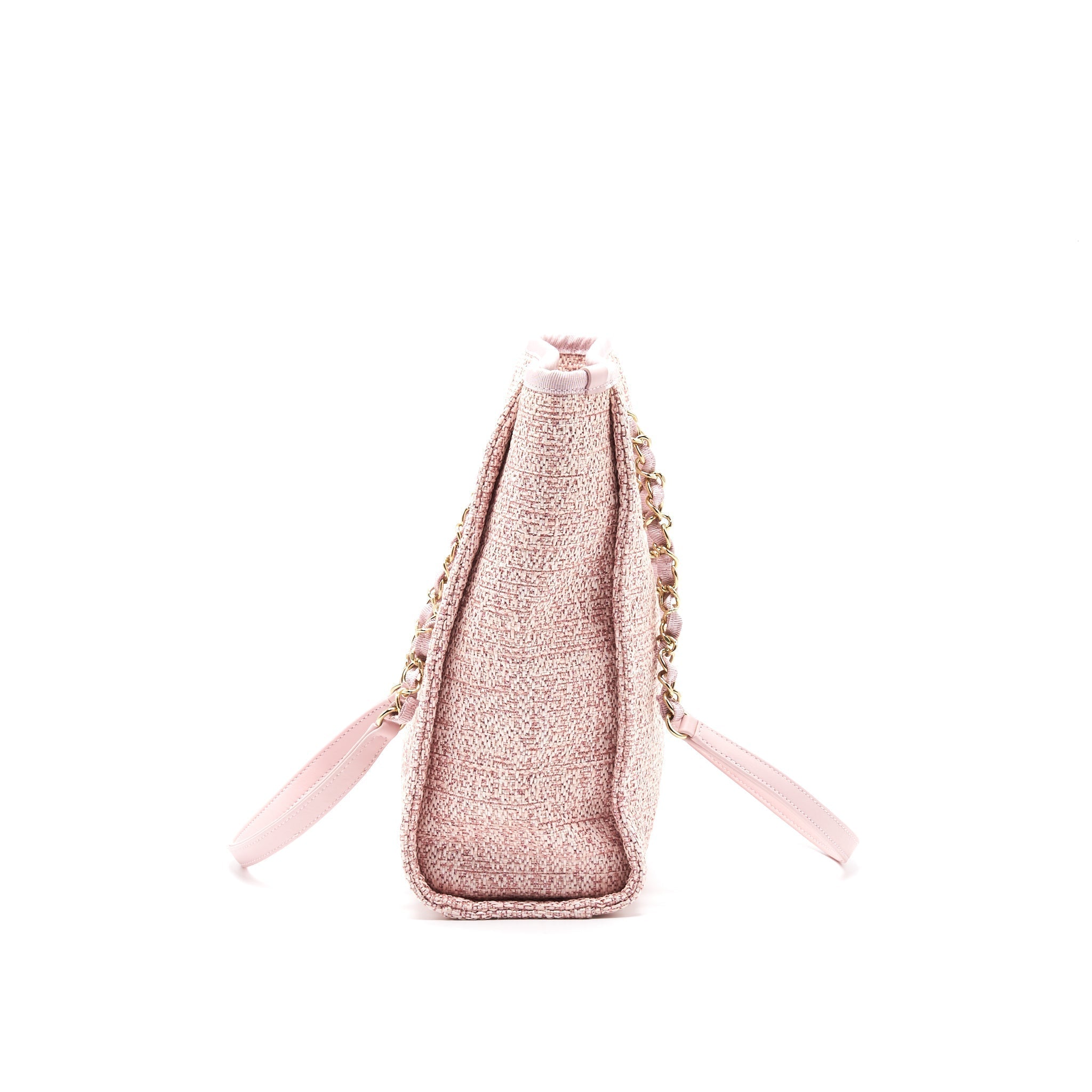 Chanel Deauville PM Tote Bag Canvas Pink SHW