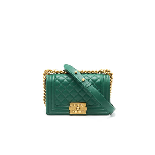 Chanel Small Leboy Lambskin Green GHW