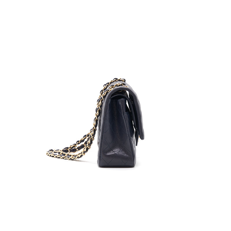 Chanel medium 25cm Classiccal double flap cavier Navy LGHW year 2020