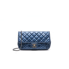 Chanel Flap Bag Dark Blue Ruthenium Hardware