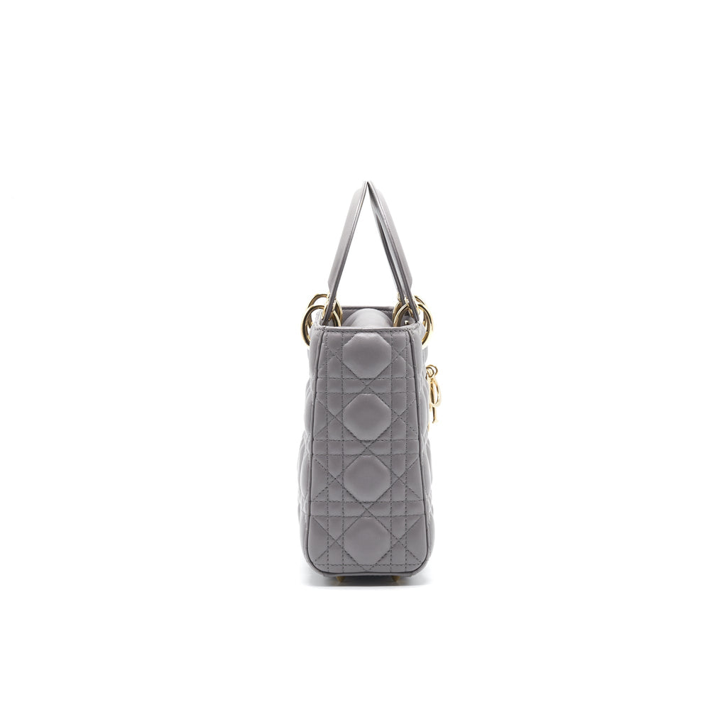 Dior Lady Dior Small Dark Grey LGHW with small scarf