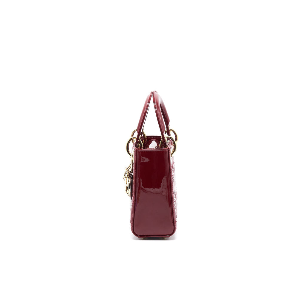 Dior Lady Dior Mini Patent Leather Red GHW