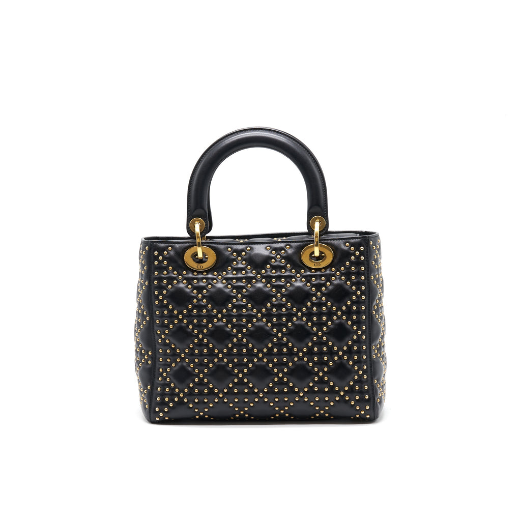 Dior Supple Lady Dior Studded Tote Bag Black GHW