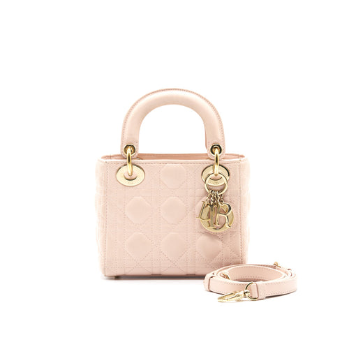 Dior Mini Lady Dior Lambskin Light Pink GHW
