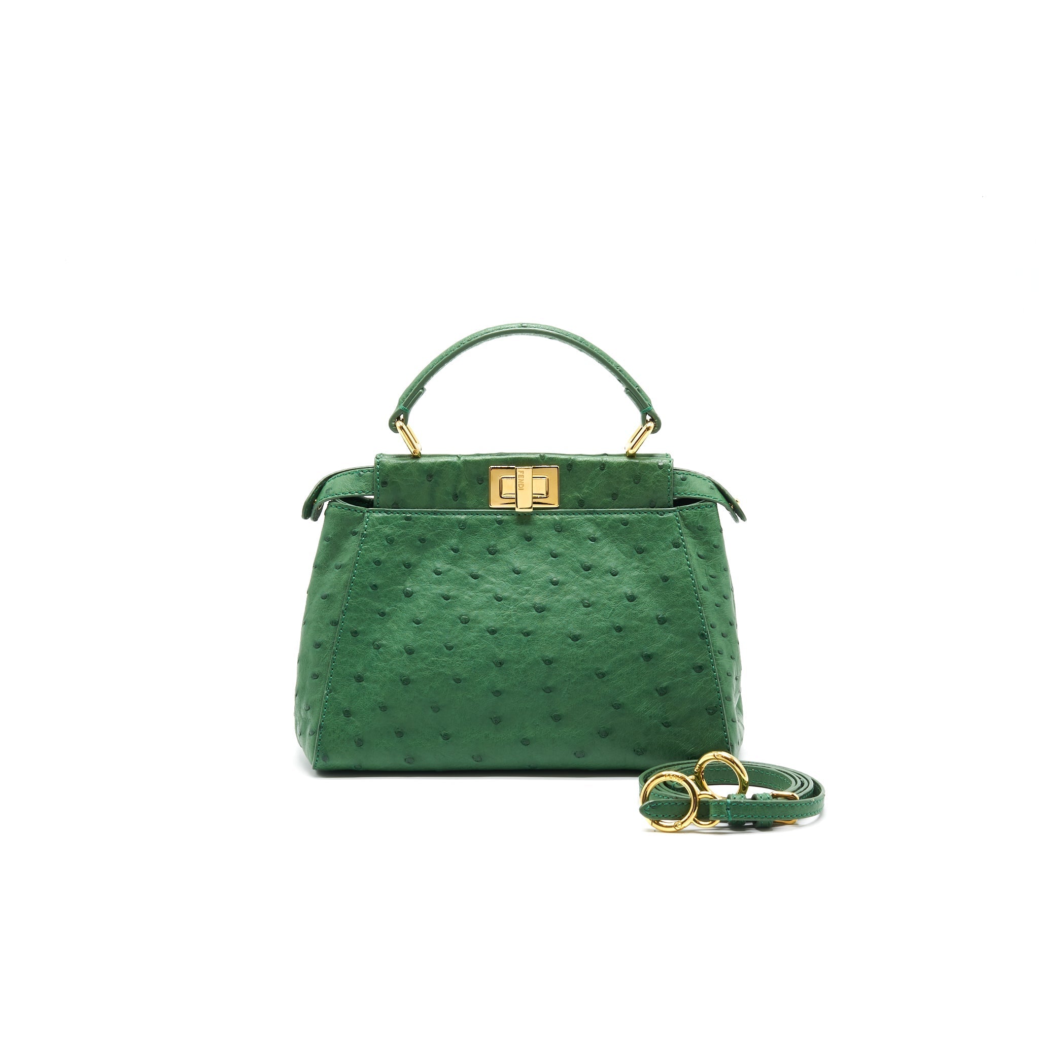 Fendi Peekaboo Ostrich Green GHW