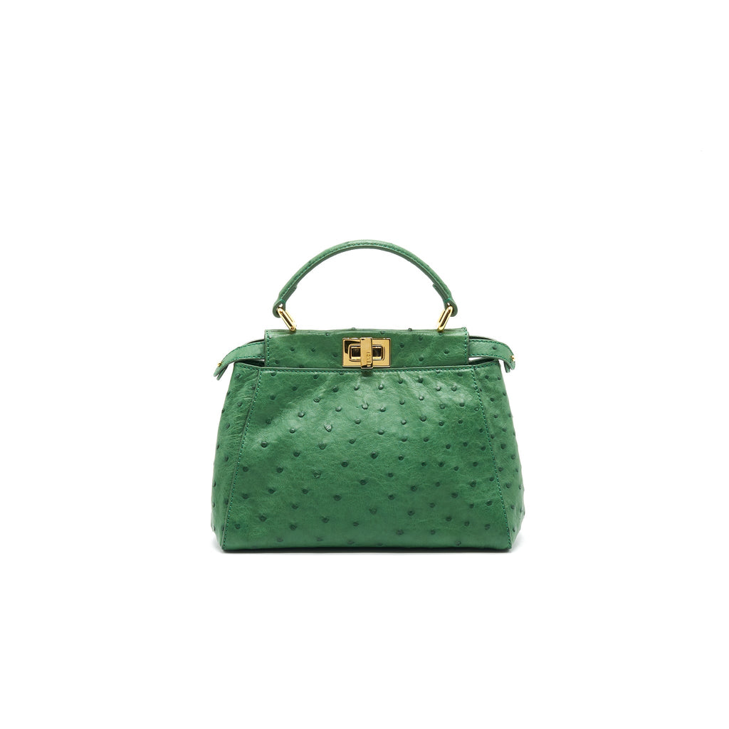 Fendi Peekaboo Ostrich Green GHW