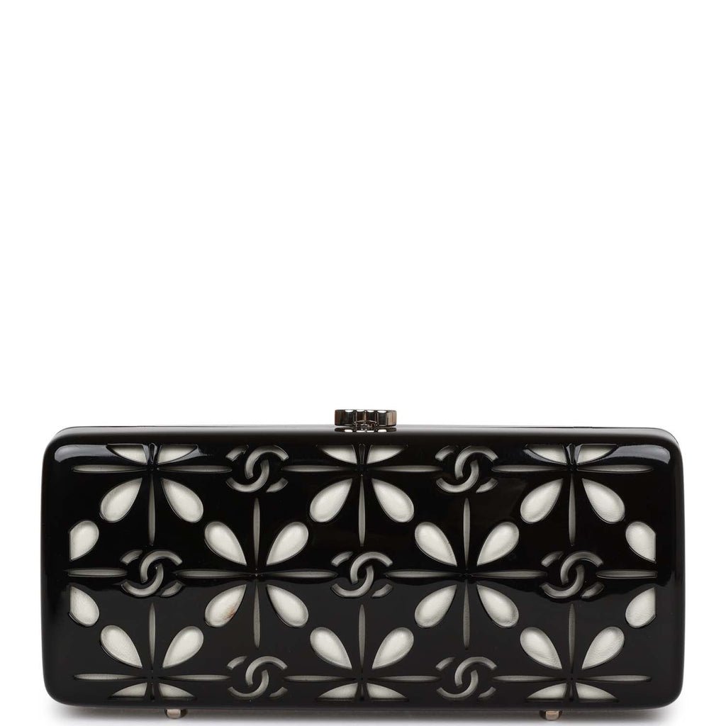 Chanel Minaudiere Box Clutch Black Acrylic Silver Hardware
