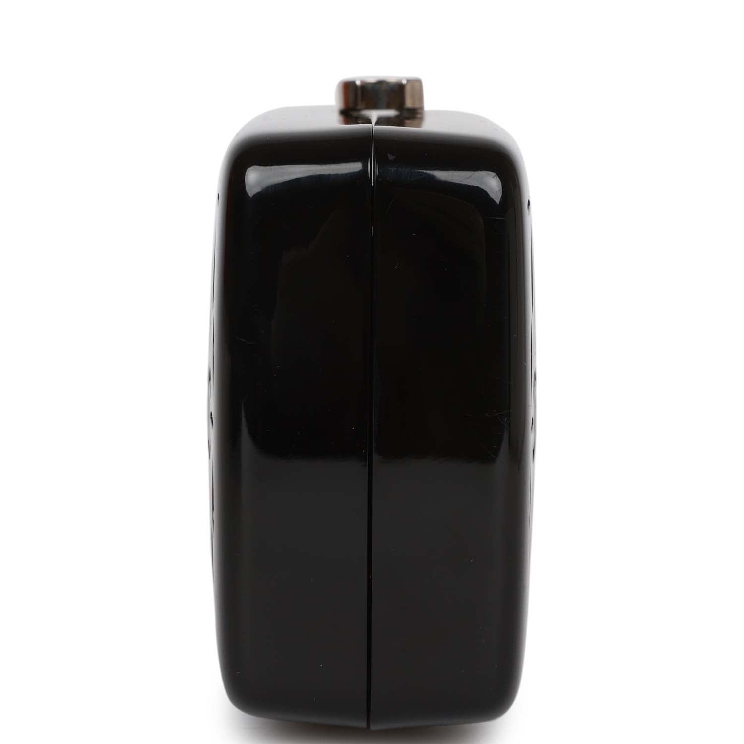 Chanel Minaudiere Box Clutch Black Acrylic Silver Hardware