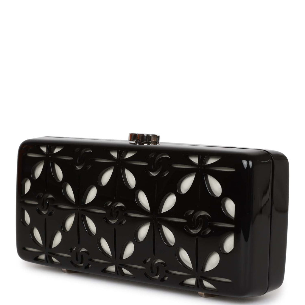 Chanel Minaudiere Box Clutch Black Acrylic Silver Hardware