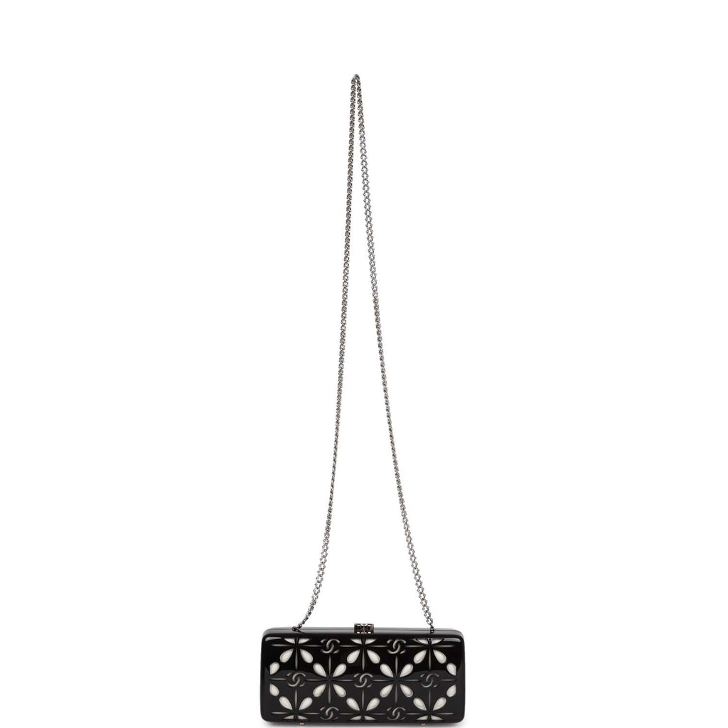 Chanel Minaudiere Box Clutch Black Acrylic Silver Hardware