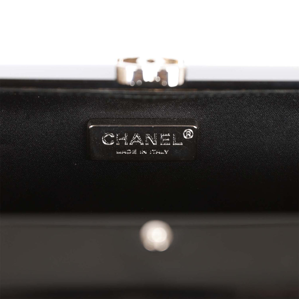 Chanel Minaudiere Box Clutch Black Acrylic Silver Hardware