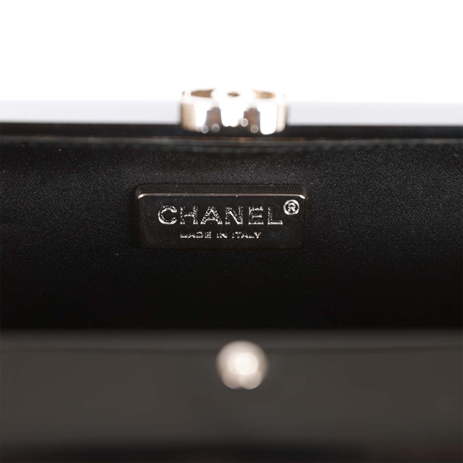 Chanel Minaudiere Box Clutch Black Acrylic Silver Hardware
