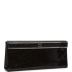 Chanel Minaudiere Long Frame Clutch Black Glitter Patent Silver Hardware
