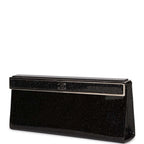 Chanel Minaudiere Long Frame Clutch Black Glitter Patent Silver Hardware