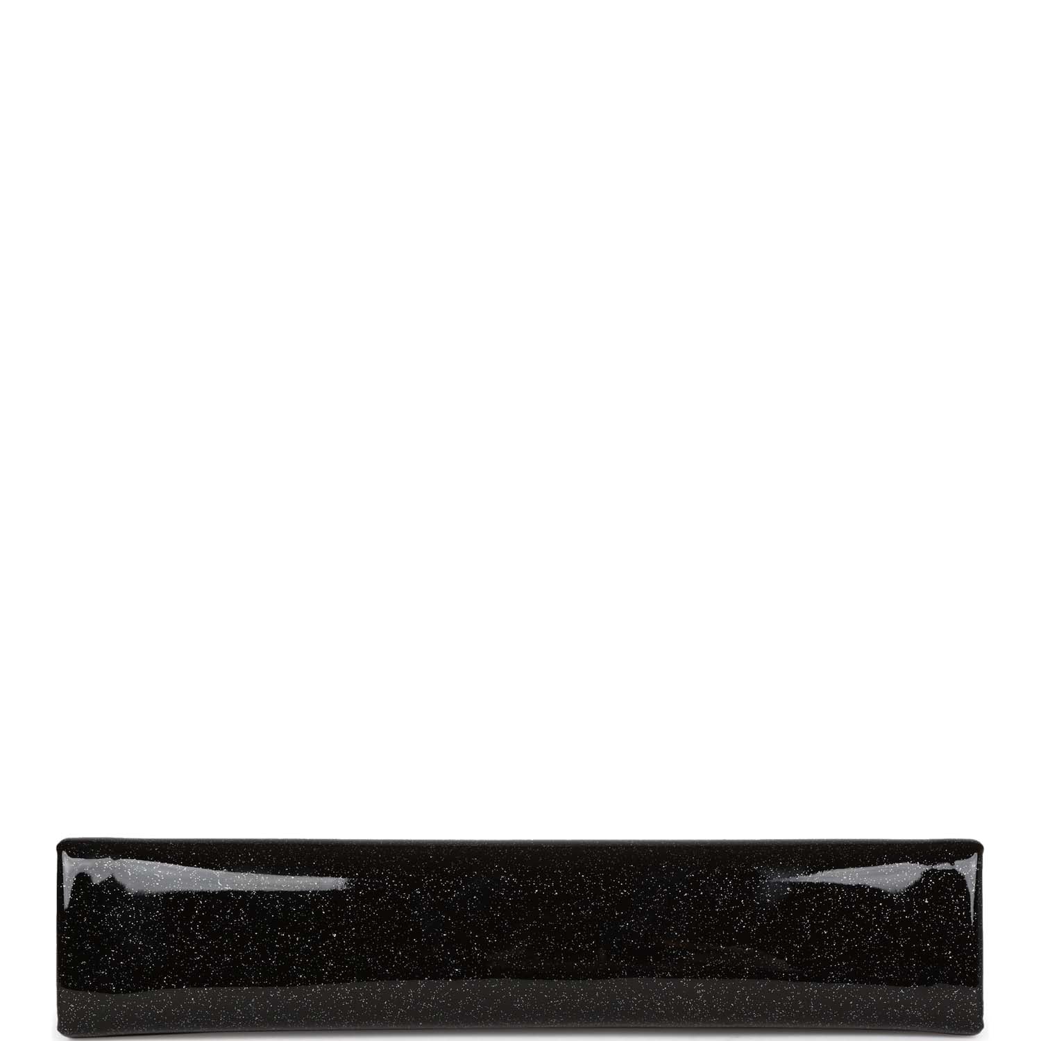 Chanel Minaudiere Long Frame Clutch Black Glitter Patent Silver Hardware
