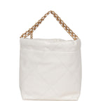 Chanel Mini 22 Bag White Calfskin Antique Gold Hardware