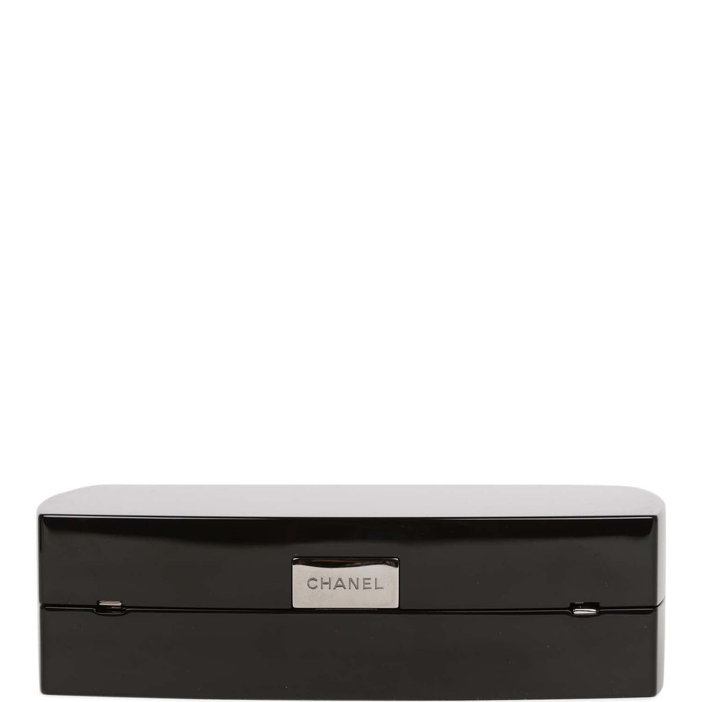 Chanel Minaudiere Compact Clutch Black Acrylic Silver Hardware