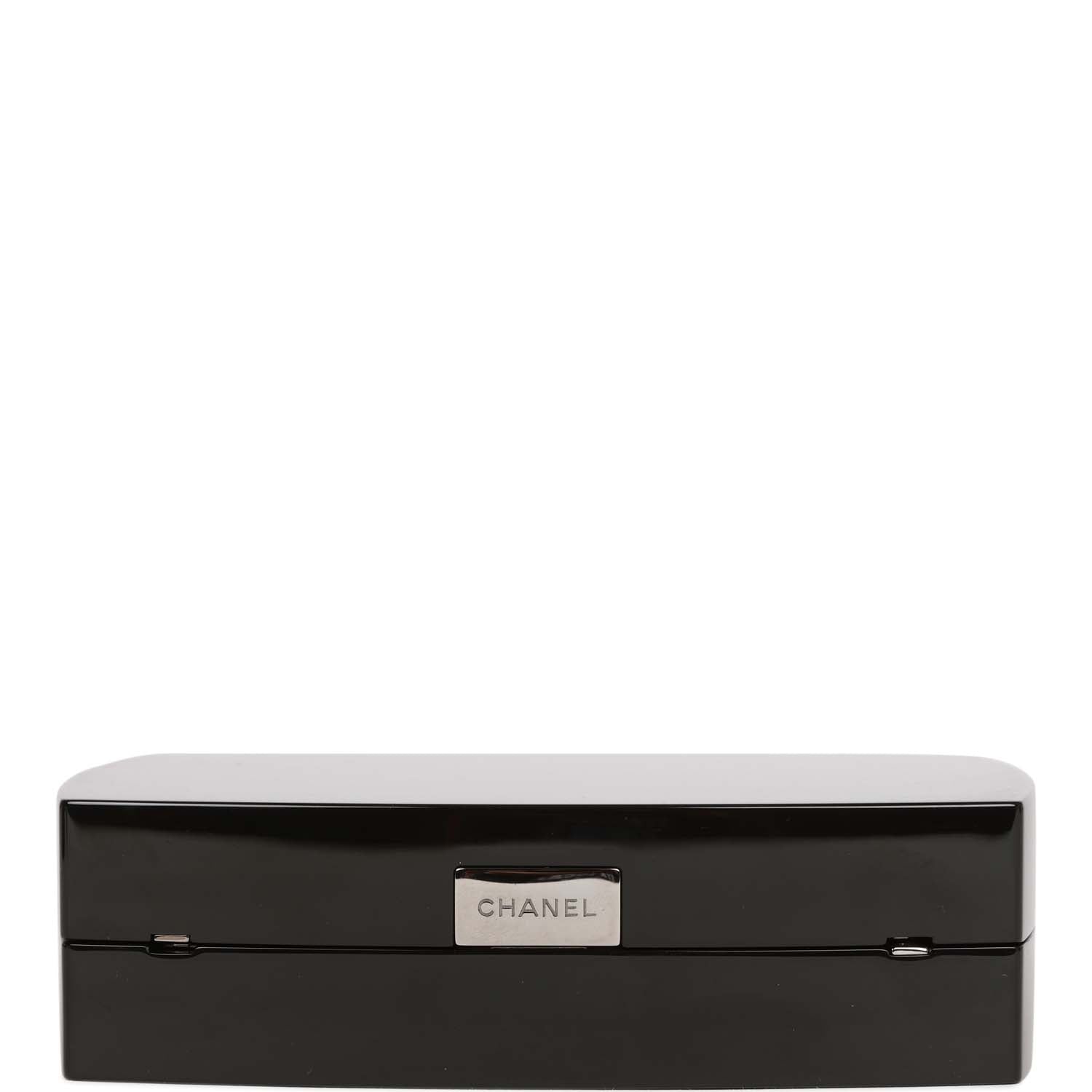 Chanel Minaudiere Compact Clutch Black Acrylic Silver Hardware