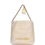 Chanel Mini 22 Bag Champagne Iridescent Calfskin Gold Hardware