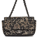 Chanel Medium Single Flap Black and White Tweed With Crystals Silver Hardware