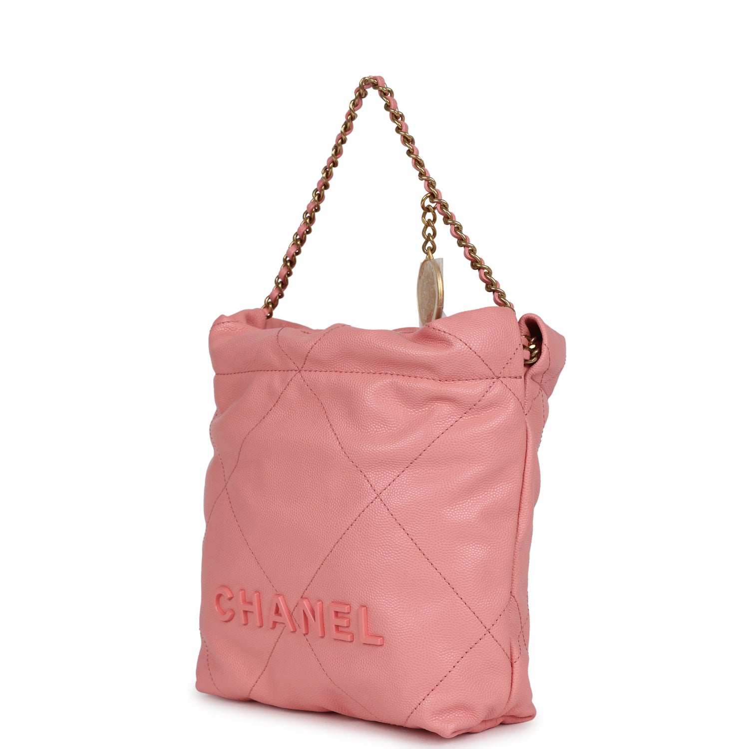 Chanel Mini 22 Bag Pink Shiny Caviar Gold Hardware