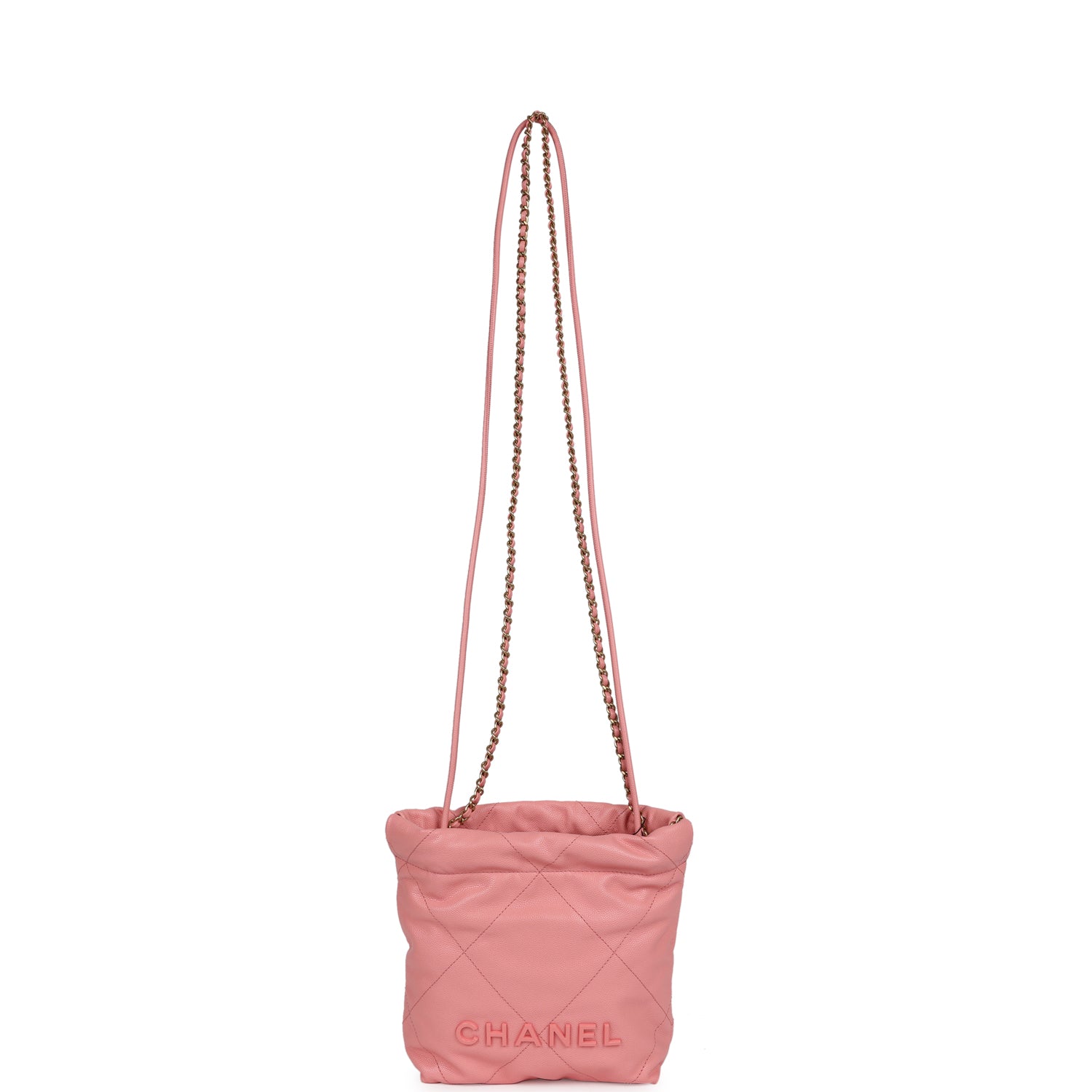Chanel Mini 22 Bag Pink Shiny Caviar Gold Hardware
