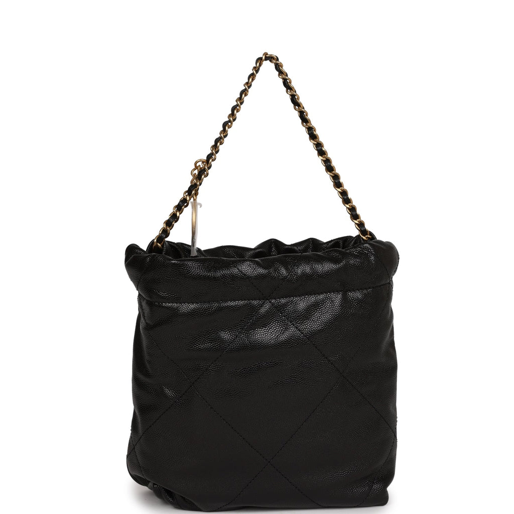 Chanel Mini 22 Bag Black Grained Calfskin Gold Hardware