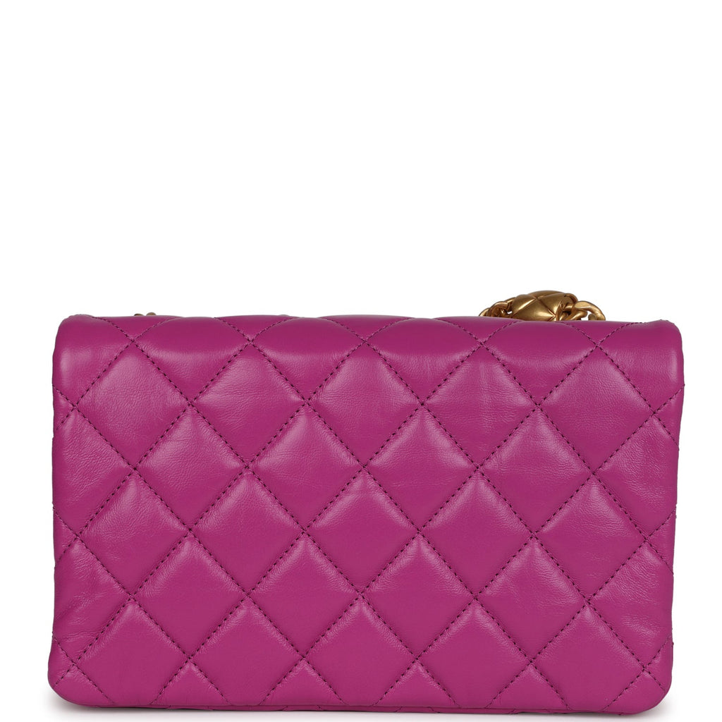 Chanel Small Crush Flap Bag Purple Shiny Aged Calfskin Brushed Gold Hardware