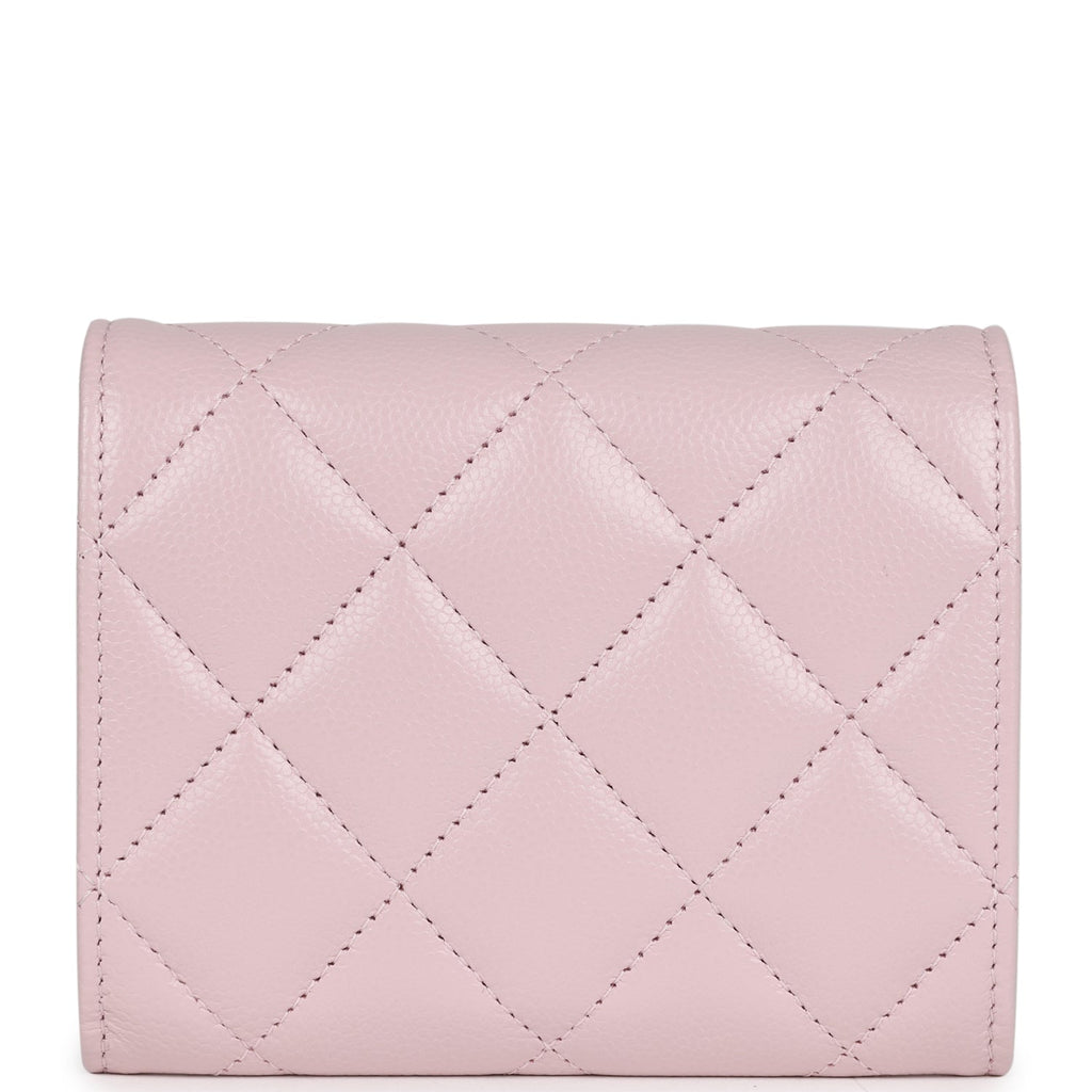 Chanel Mini Crossbody Pearl Wallet Pink Caviar Light Gold Hardware