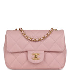 Chanel Mini Rectangular Flap Bag with Heart Chain Pink Lambskin Brushed Gold Hardware