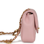 Chanel Mini Rectangular Flap Bag with Heart Chain Pink Lambskin Brushed Gold Hardware
