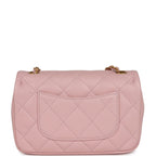 Chanel Mini Rectangular Flap Bag with Heart Chain Pink Lambskin Brushed Gold Hardware