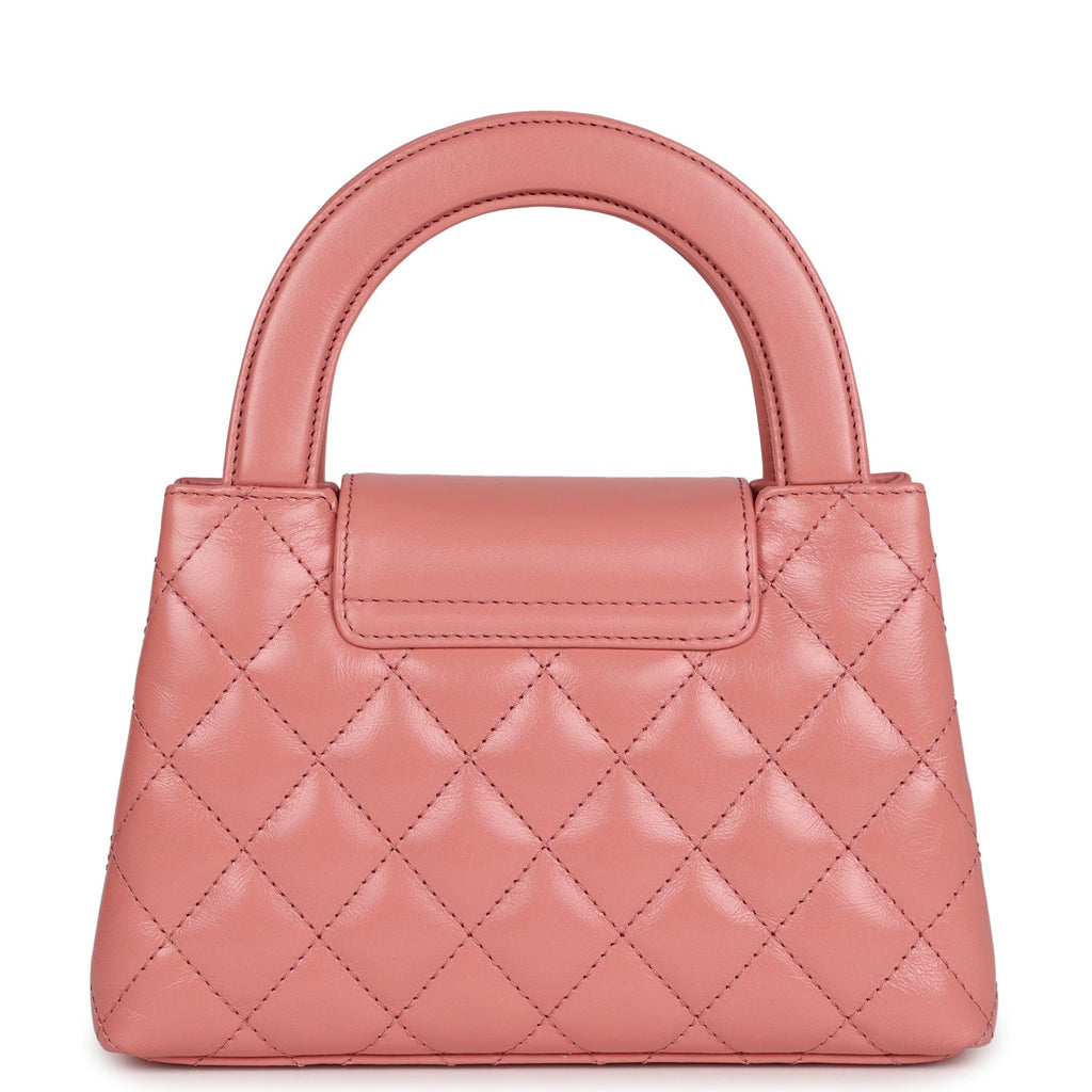 Chanel Small Kelly Shopper Pink Shiny Aged Calfskin Brushed Gold Hardware