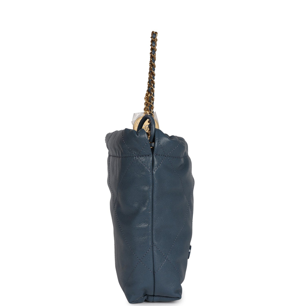 Chanel Mini 22 Bag Blue Grained Calfskin Gold Hardware