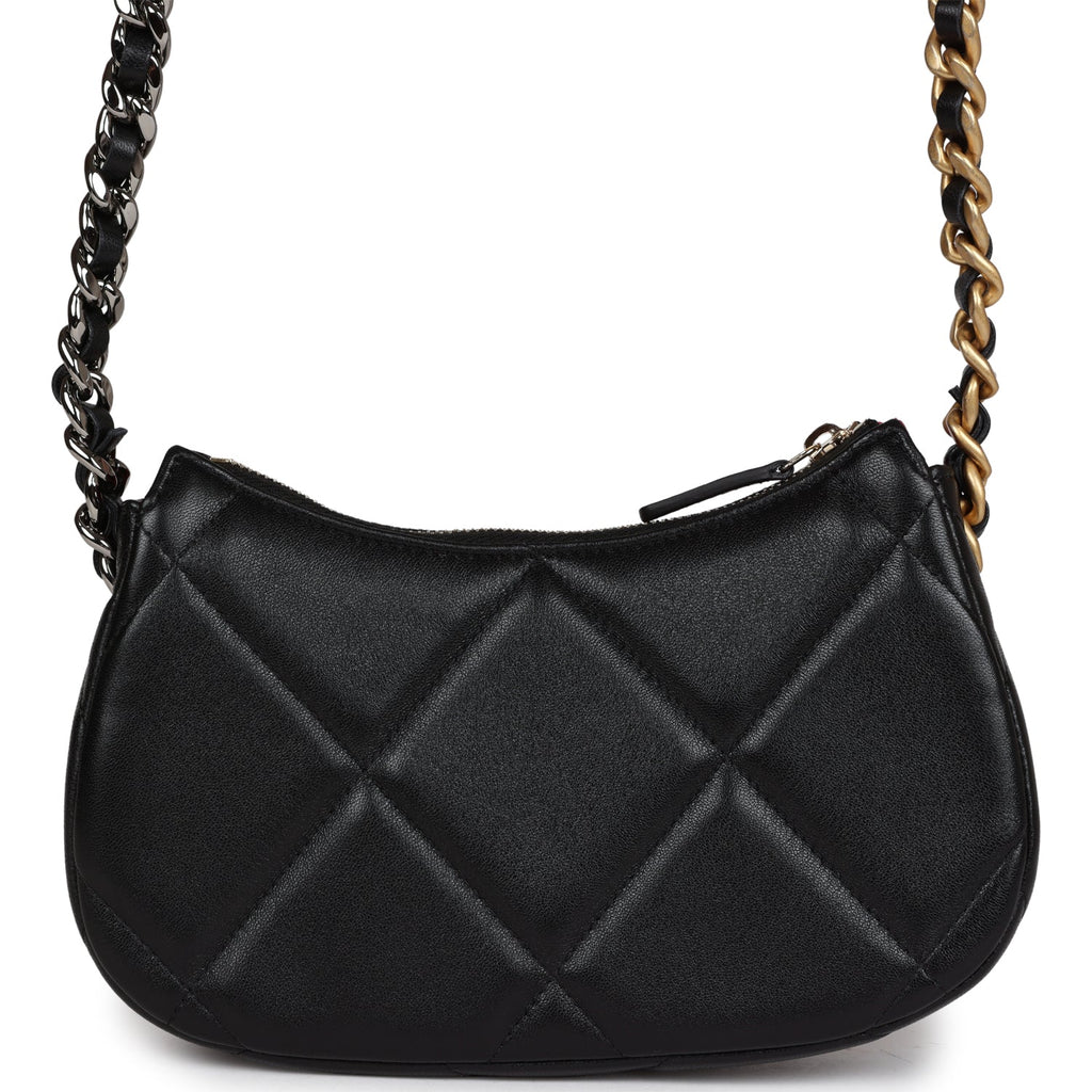 Chanel 19 Hobo Chain Bag Black Calfskin Mixed Metal Hardware