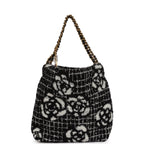 Chanel Mini 22 Bag Black and White Floral Tweed Gold Hardware