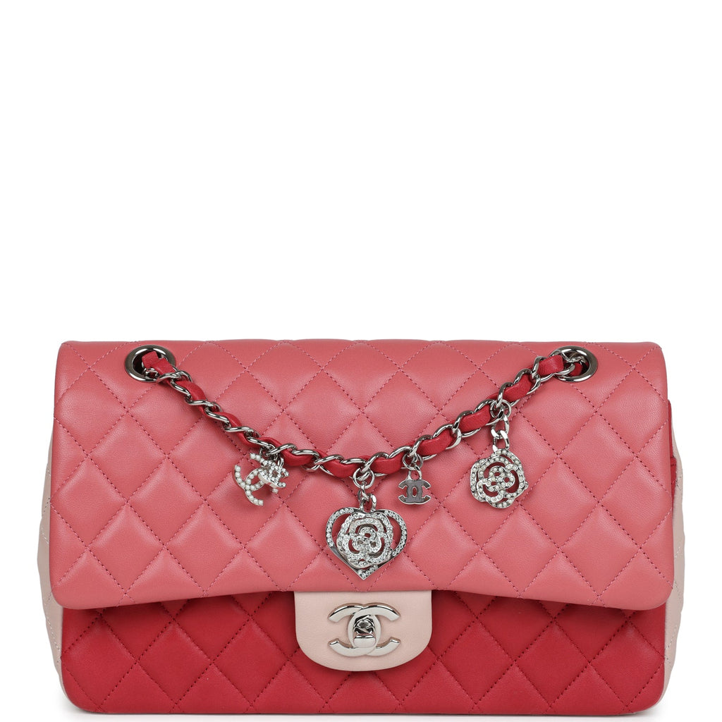 Chanel Medium Valentine Single Flap Bag Tricolored Lambskin Silver Hardware
