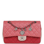 Chanel Medium Valentine Single Flap Bag Tricolored Lambskin Silver Hardware