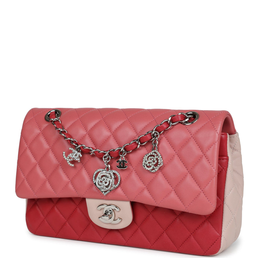Chanel Medium Valentine Single Flap Bag Tricolored Lambskin Silver Hardware