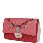 Chanel Medium Valentine Single Flap Bag Tricolored Lambskin Silver Hardware