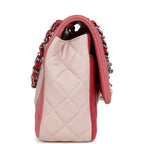 Chanel Medium Valentine Single Flap Bag Tricolored Lambskin Silver Hardware