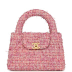Chanel Small Kelly Shopper Pink Tweed Brushed Gold Hardware