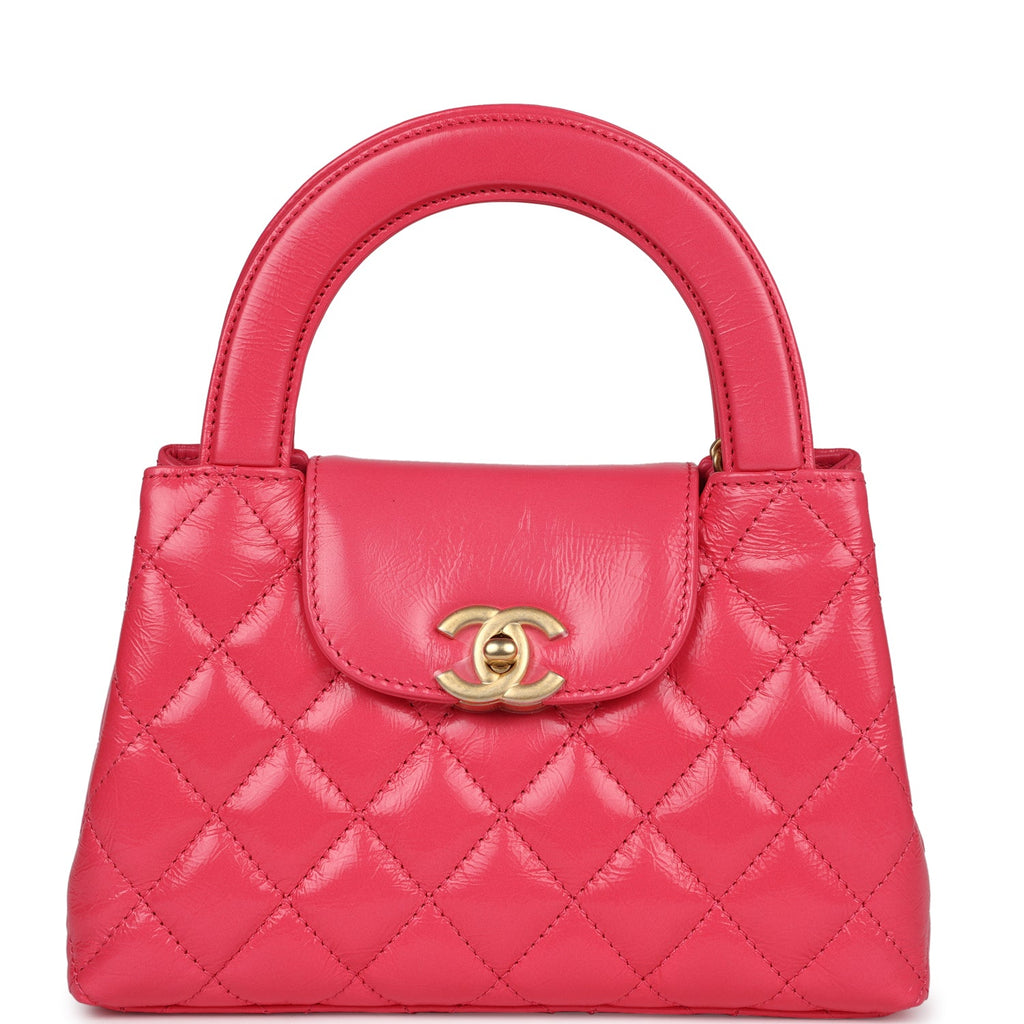 Chanel Small Kelly Shopper Dark Pink Shiny Aged Calfskin Brushed Gold Hardware