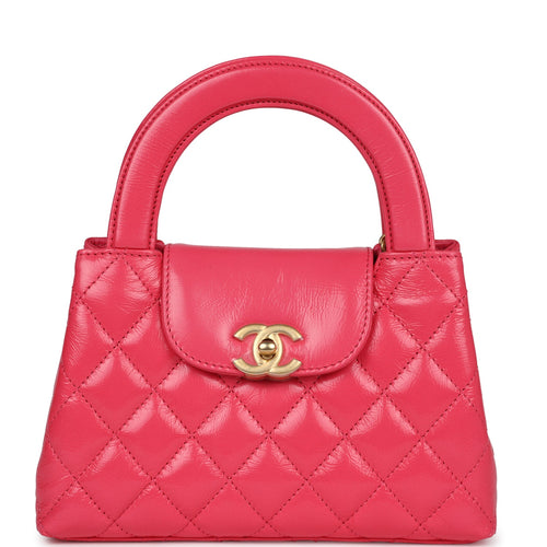 Chanel Small Kelly Shopper Dark Pink Shiny Aged Calfskin Brushed Gold Hardware