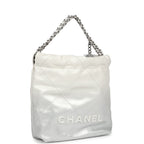 Chanel Mini 22 Bag White and Silver Ombre Metallic Calfskin Silver Hardware