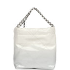 Chanel Mini 22 Bag White and Silver Ombre Metallic Calfskin Silver Hardware
