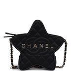 Chanel Star Bag Black Satin Light Gold Hardware