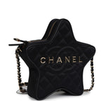 Chanel Star Bag Black Satin Light Gold Hardware