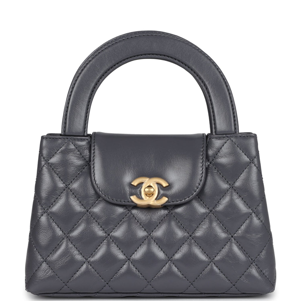 Chanel Small Kelly Shopper Dark Grey Shiny Aged Calfskin Brushed Gold Hardware