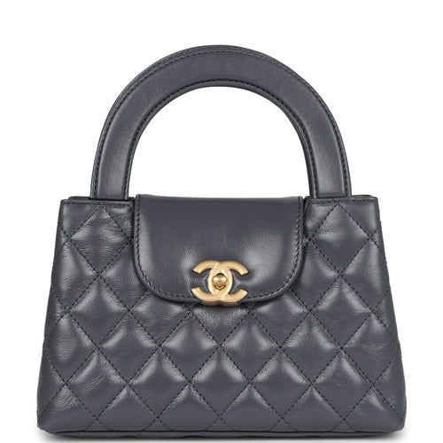 Chanel Small Kelly Shopper Dark Grey Shiny Aged Calfskin Brushed Gold Hardware